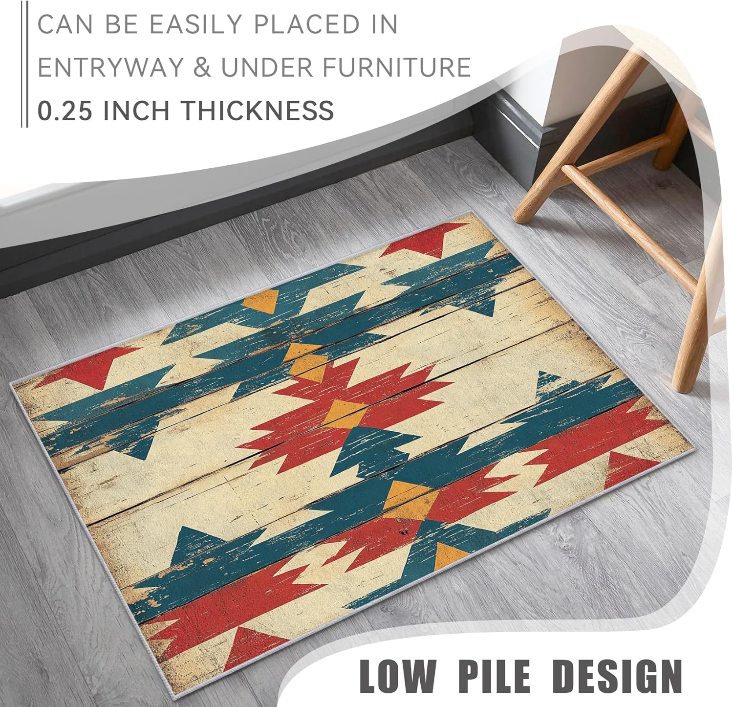 Aztec Throw Rug, Washable Southwestern Area Rugs 2x3 - Native American Small Carpet, Entryway, Bedroom, Kitchen, Home Decor, Indoor Mat, Soft, Non Slip, Non Shedding