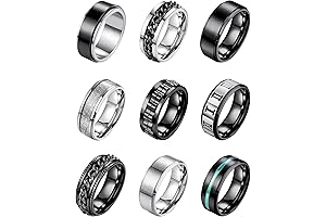 9-Piece Stainless Steel Anxiety Rings for Men and Women
