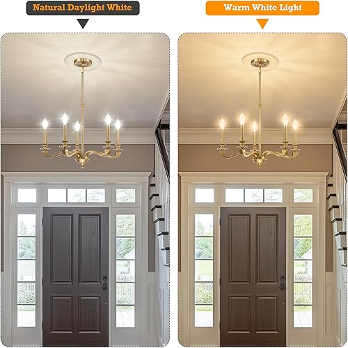 Miniatura 6 de Senroyal Candelabro dorado para comedor, lámpara colgante clásica de 12 luces de granja sobre la mesa, candelabro grande de latón para isla de