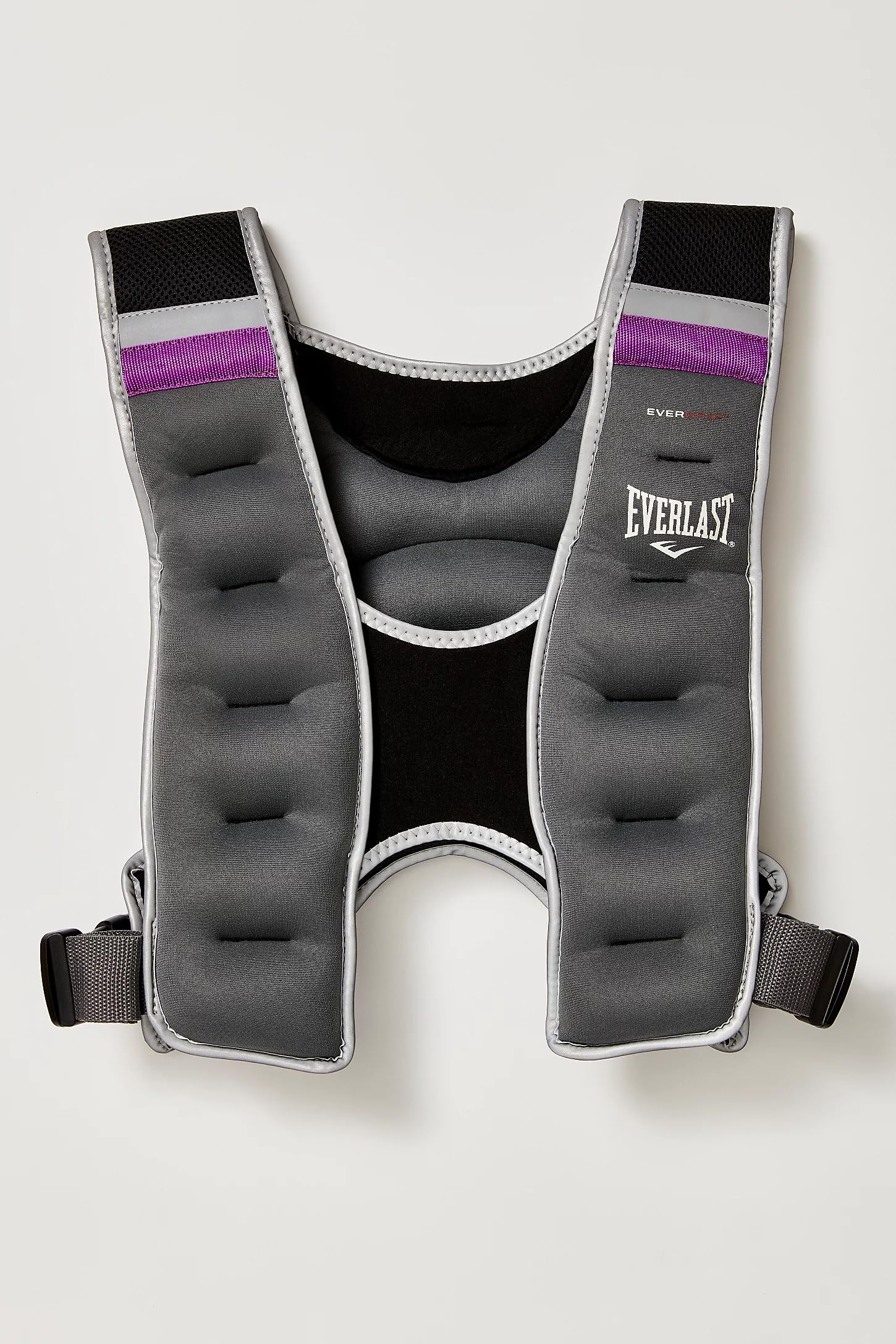Everlast Grey and Black Weight Training Vest with Purple Accent 10 lbs Adjustable Fitness Equipment with Straps