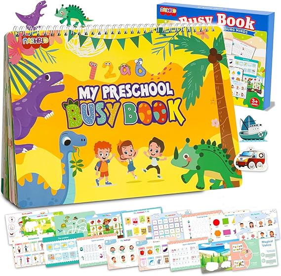 NASHRIO Montessori 24 Themes Busy Book for Toddlers 3-5, Engaging Preschool Learning Activities for Home School Travel – Educational Toy for 3-6 Year Old Boys & Girls