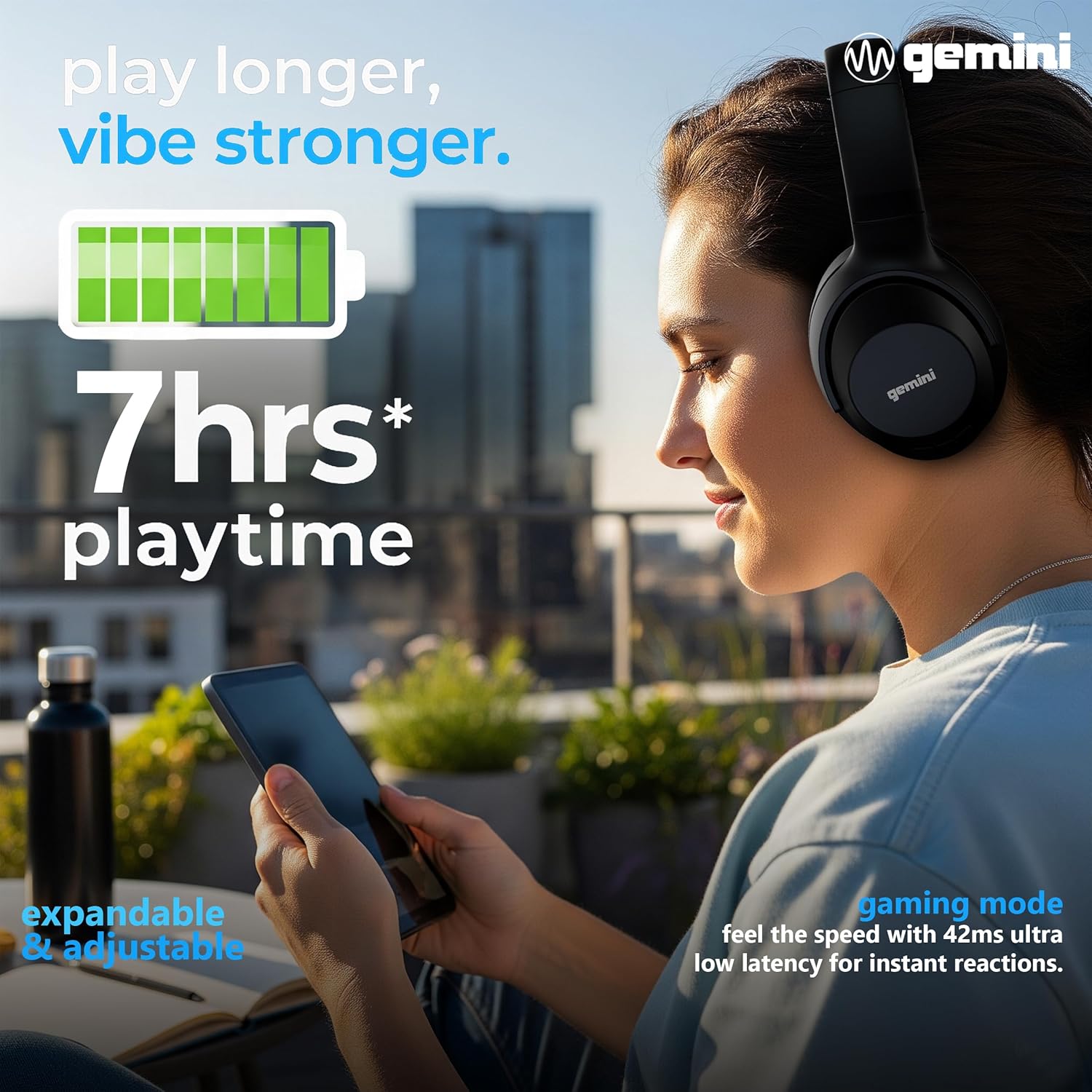 Gemini Studio Wireless Headphones - Bluetooth 5.0 Over-Ear Headphones with 7 Hour Battery, Built-in Mic, AUX Input & Premium Sound Quality (GBTX-500)