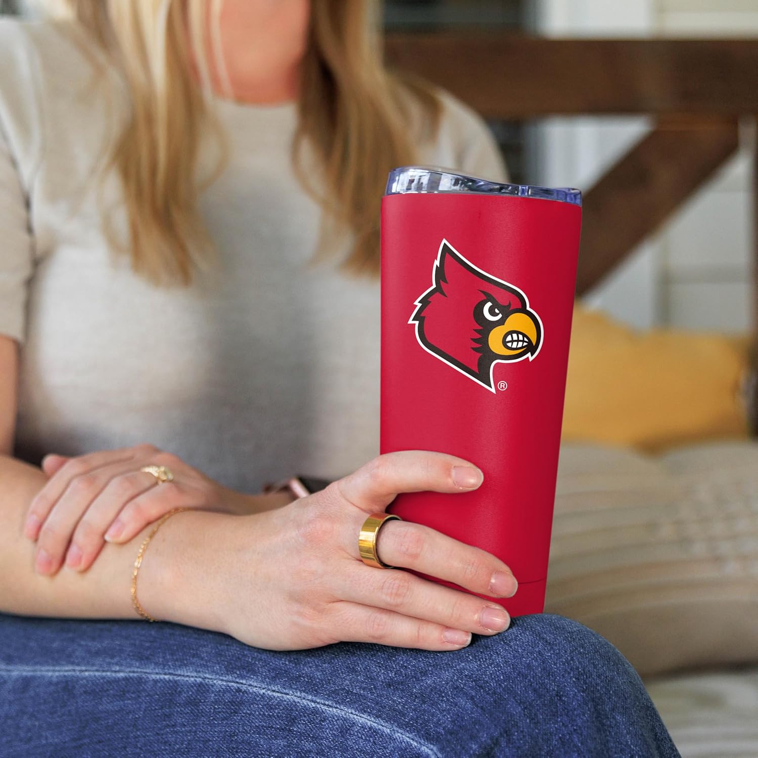 Logo Brands NCAA 20 oz Powder Coat Stainless Tumbler -Double-Wall Insulated Everday Tumbler for Hot or Cold Drinks, High Lip Lid, Team Color - Image 3