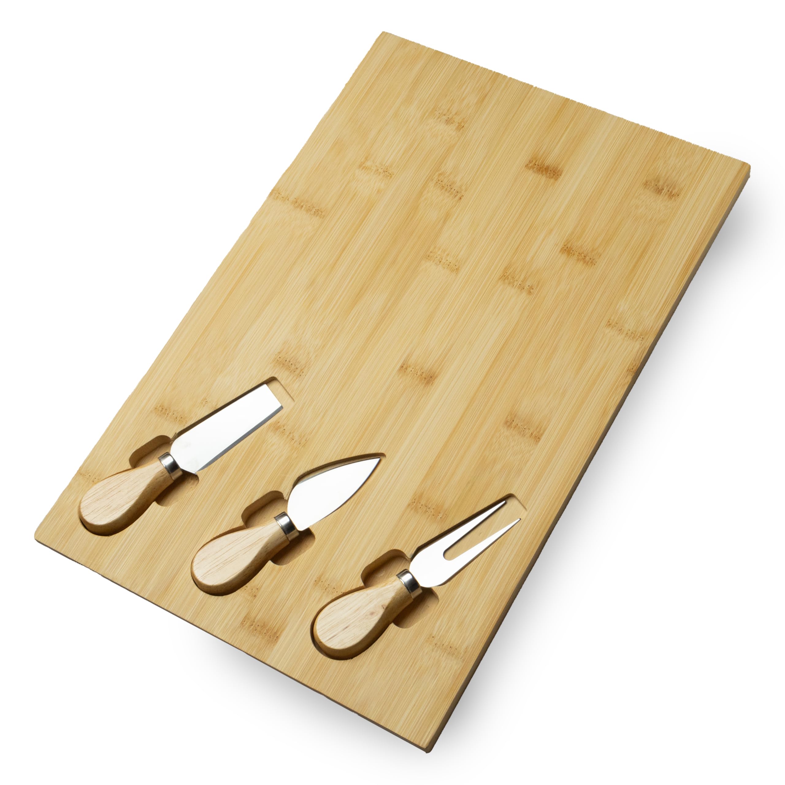Sipologie Epicure Cheese Board – Bamboo Serving Platter with 3 Cheese Knives, Perfect for Charcuterie and Entertaining, Eco-Friendly and Durable