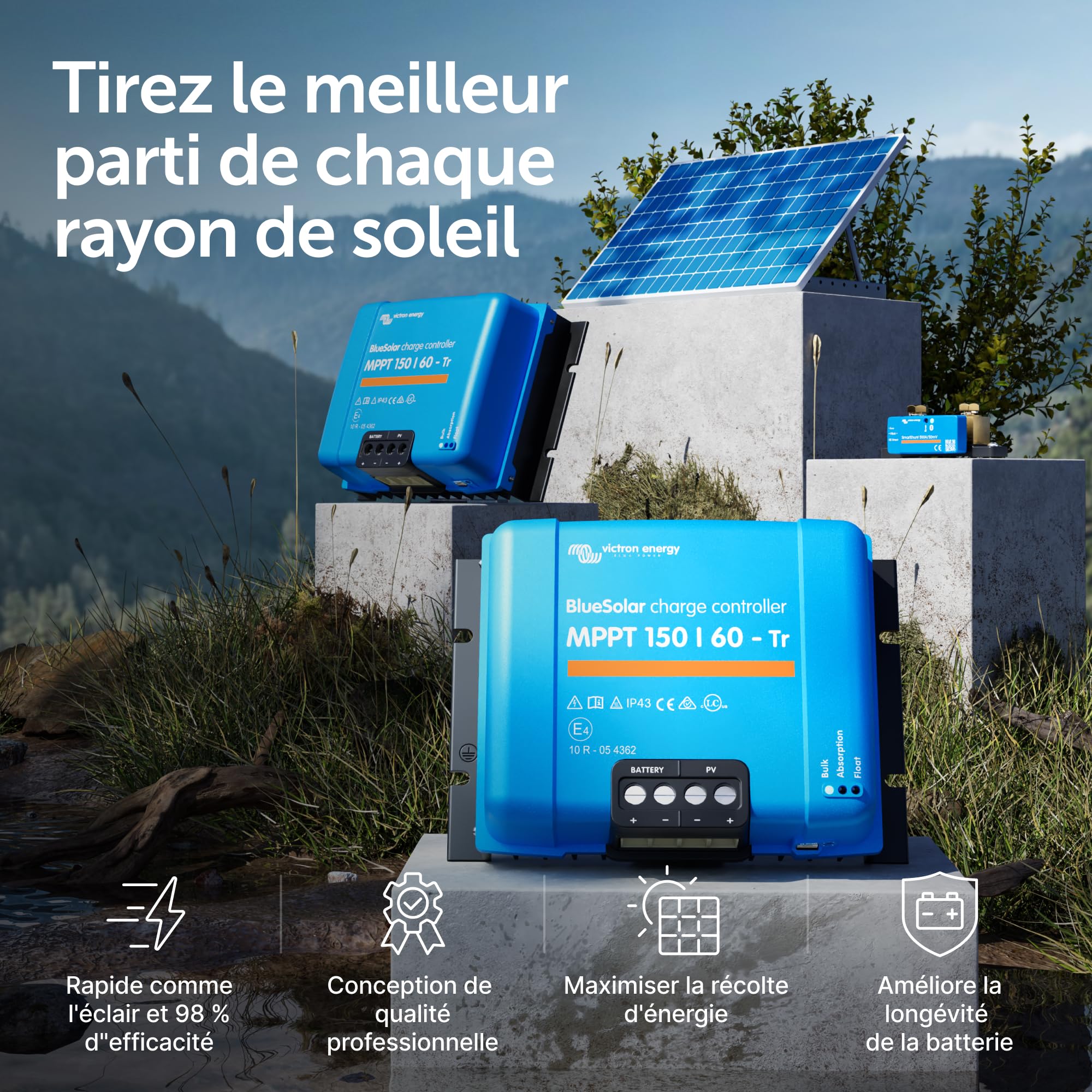 Victron Energy BlueSolar MPPT TR 150V 60 amp 12/24/36/48-Volt Contrôleur de Charge Solaire
