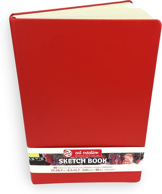 Royal Talens  Art Creation Hardback Sketchbook  80 Sheets  140gsm  21 x 29.7cm  Red Cover