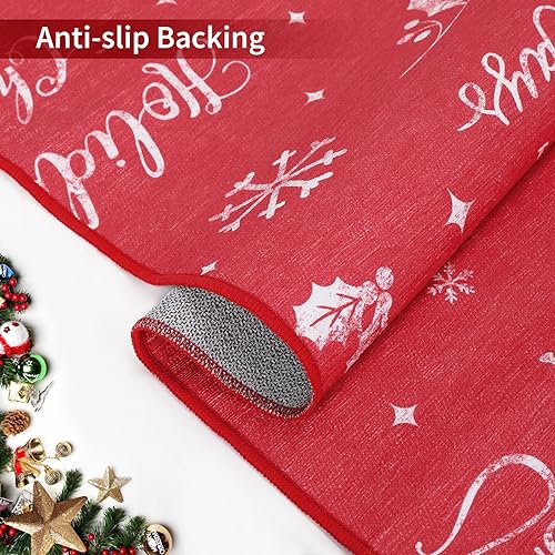Miniatura 5 de Alfombra de pasillo de cocina de Navidad de 2 x 8 pies, alfombra decorativa de Navidad para pasillo, alfombra larga antideslizante lavable para