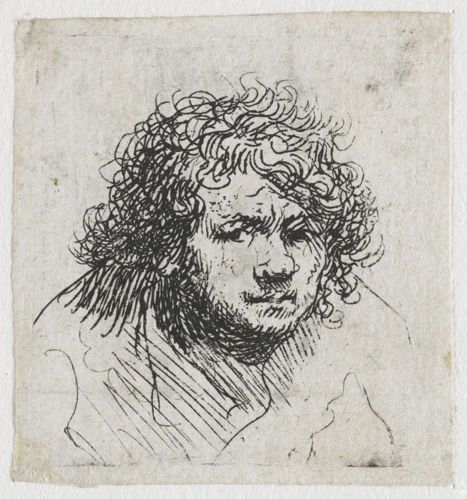 POSTERIIk Vintage Art Print Images Pictures Print Self-portrait leaning forward: bust by Rembrandt van Rijn Modern Colour Posters for Office Home Decor 60x90cm