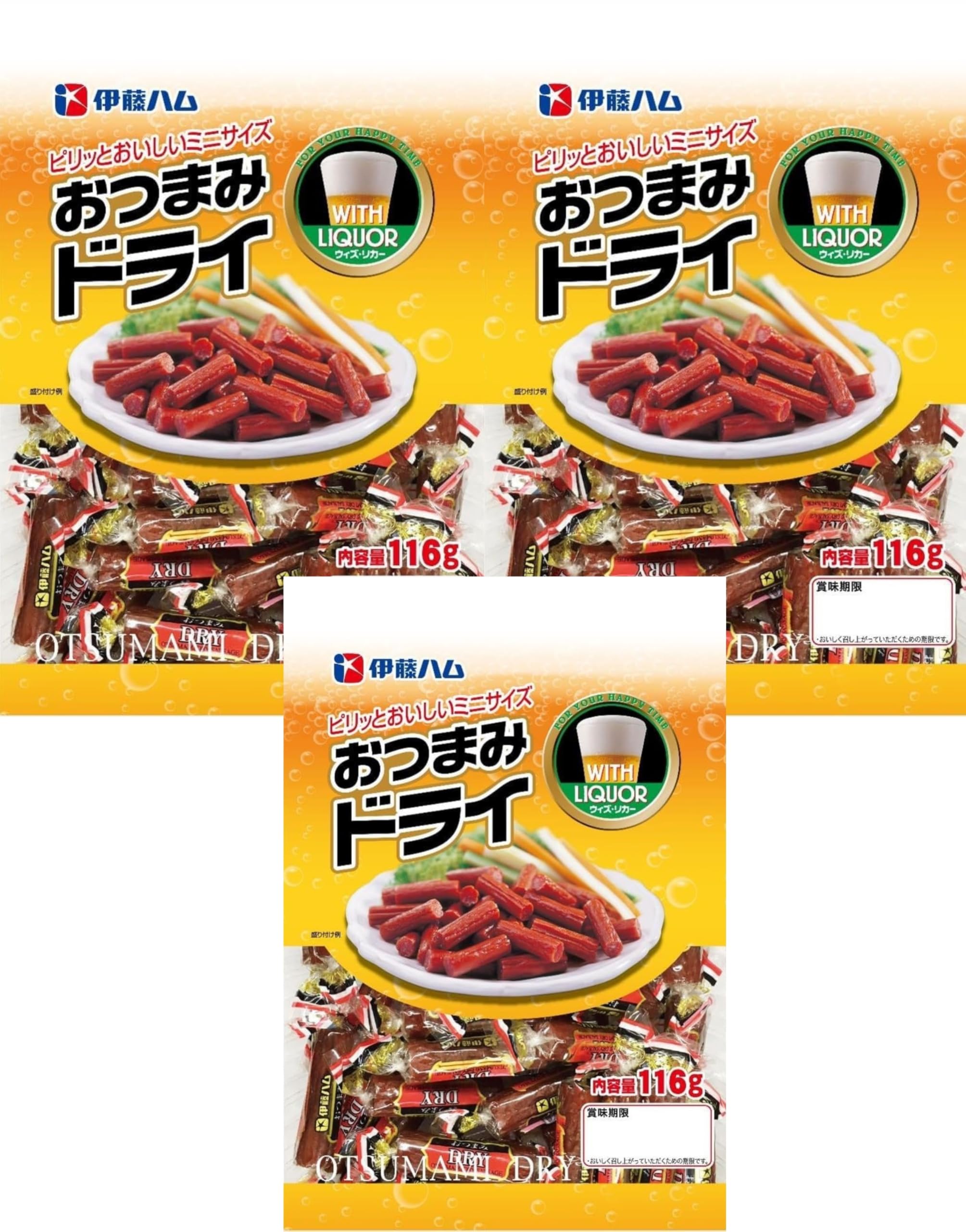 Amazon.co.jp: おつまみドライ 116g × 3袋 伊藤ハム サラミ ドライ
