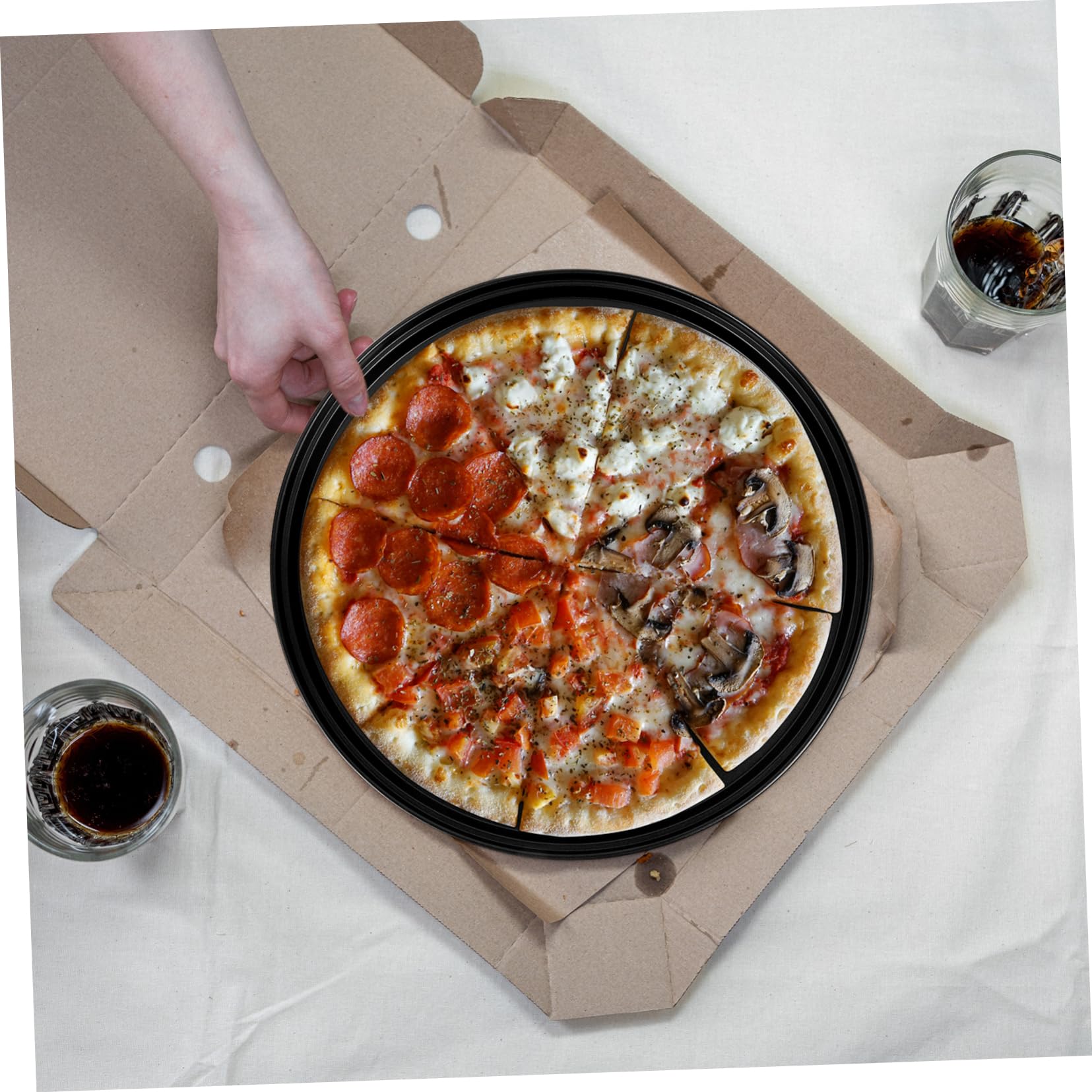 iplusmile Set 2 Teglie da Forno Antiaderenti per Pizza Fori in Acciaio al Carbonio per e Pizzerie