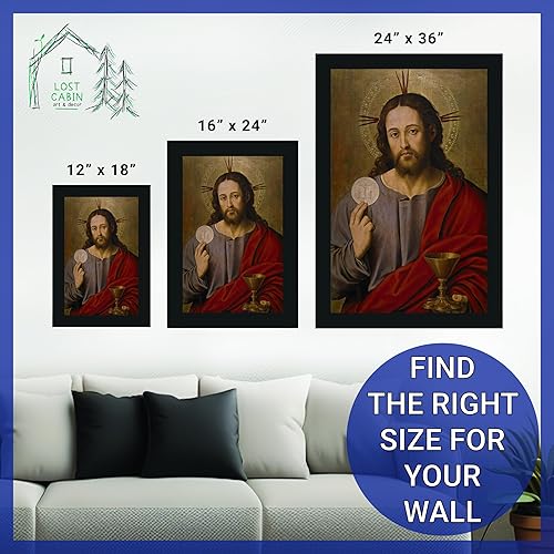 Miniatura 6 de Póster enmarcado de Cristo el Salvador con la Eucaristía de Vicente Juan Masip para decoración de pared, pintura fina para el hogar y la oficina,