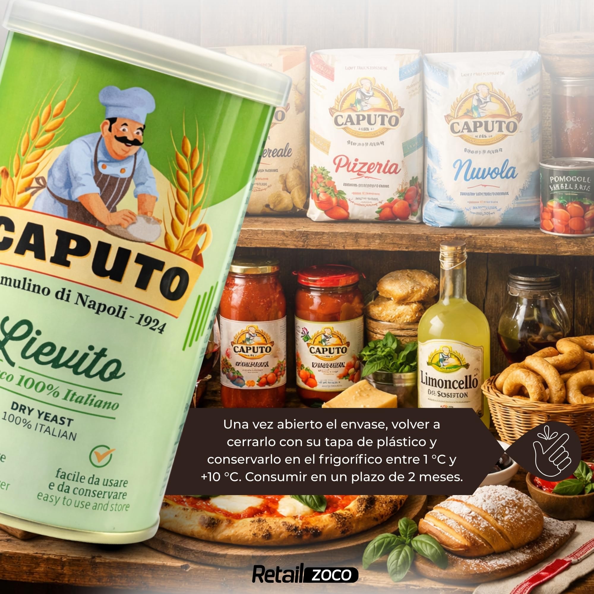 Levadura Seca 100% Italiana 100 gr para Pizzas, Panes y Masas Artesanales