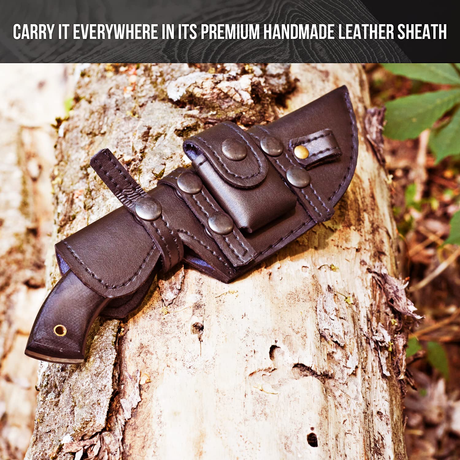 Amazon.com: BIGCAT ROAR Handmade Damascus Tracker Knife - Full Tang Fixed  Blade Hunting Knife with Sheath and Walnut Wood Handle - 10" EDC Outdoor  Knife - Black Jaguar : Everything Else