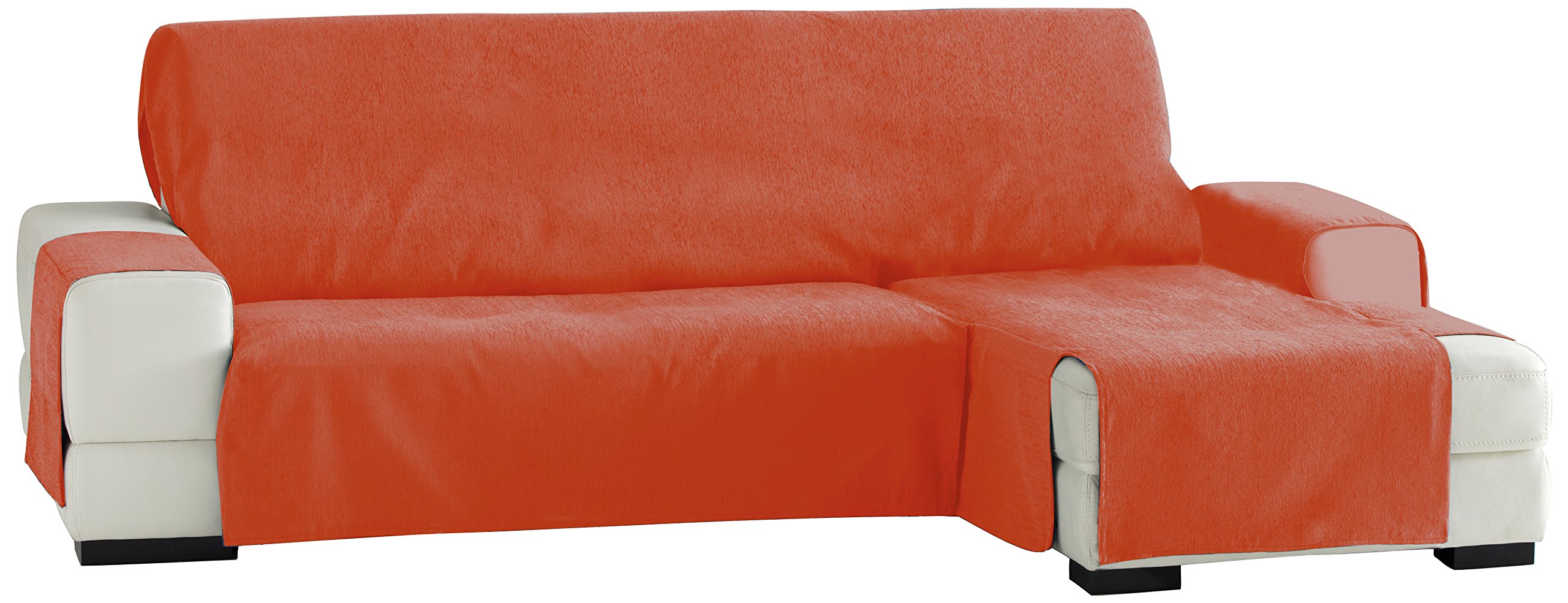 Eysa Fundas de Sofa Prácticas, Chaise Longue 240 cm, Derecha Vista Frontal, Tela, Naranja, Tres Plazas