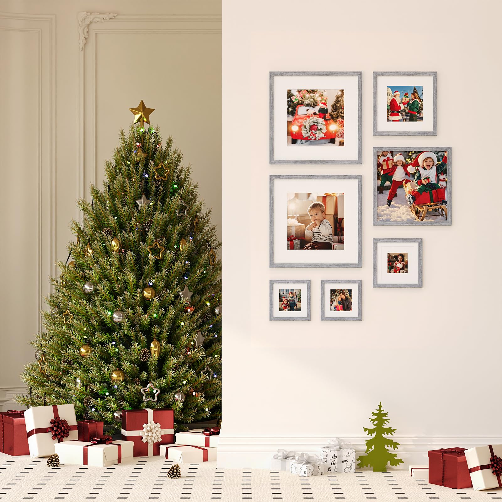 Snapklik.com : KINLINK 6x6 Picture Frame, Grey Square Solid Wood Frames ...
