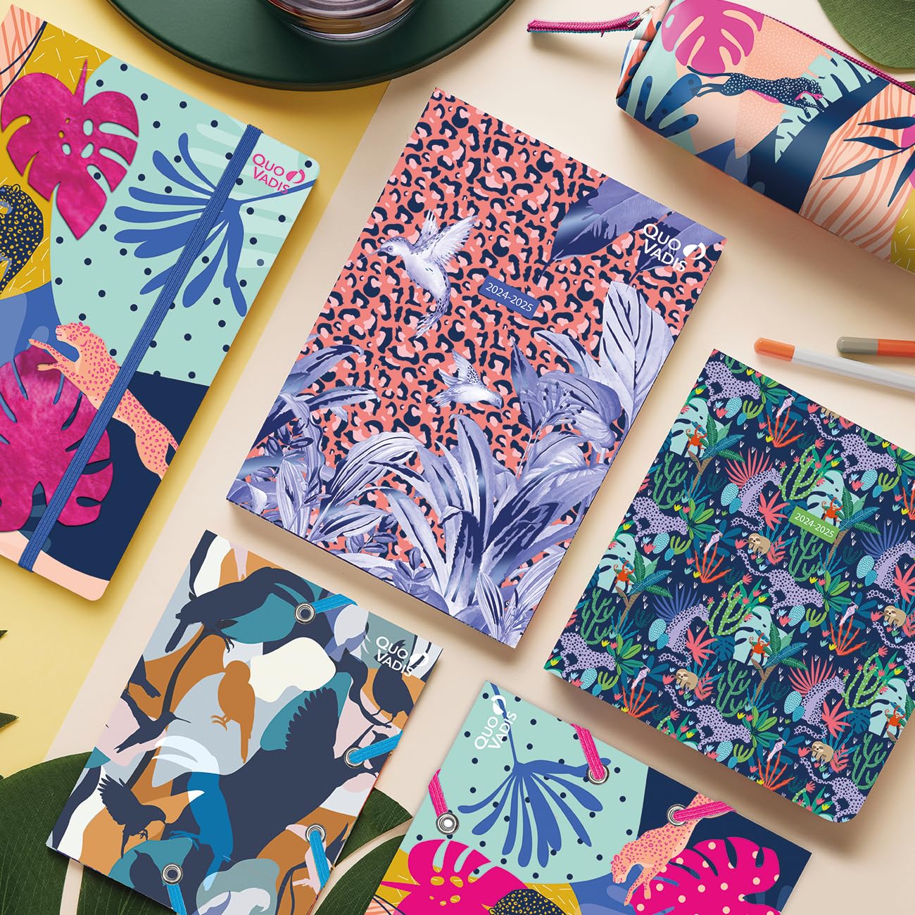 Quo Vadis - 16-month diary - 2024-2025 - note plan - weekly notes - multilingual - jungle spirit - multicoloured - 16 months from September to December - 15 x 21 cm - Clairefontaine white paper