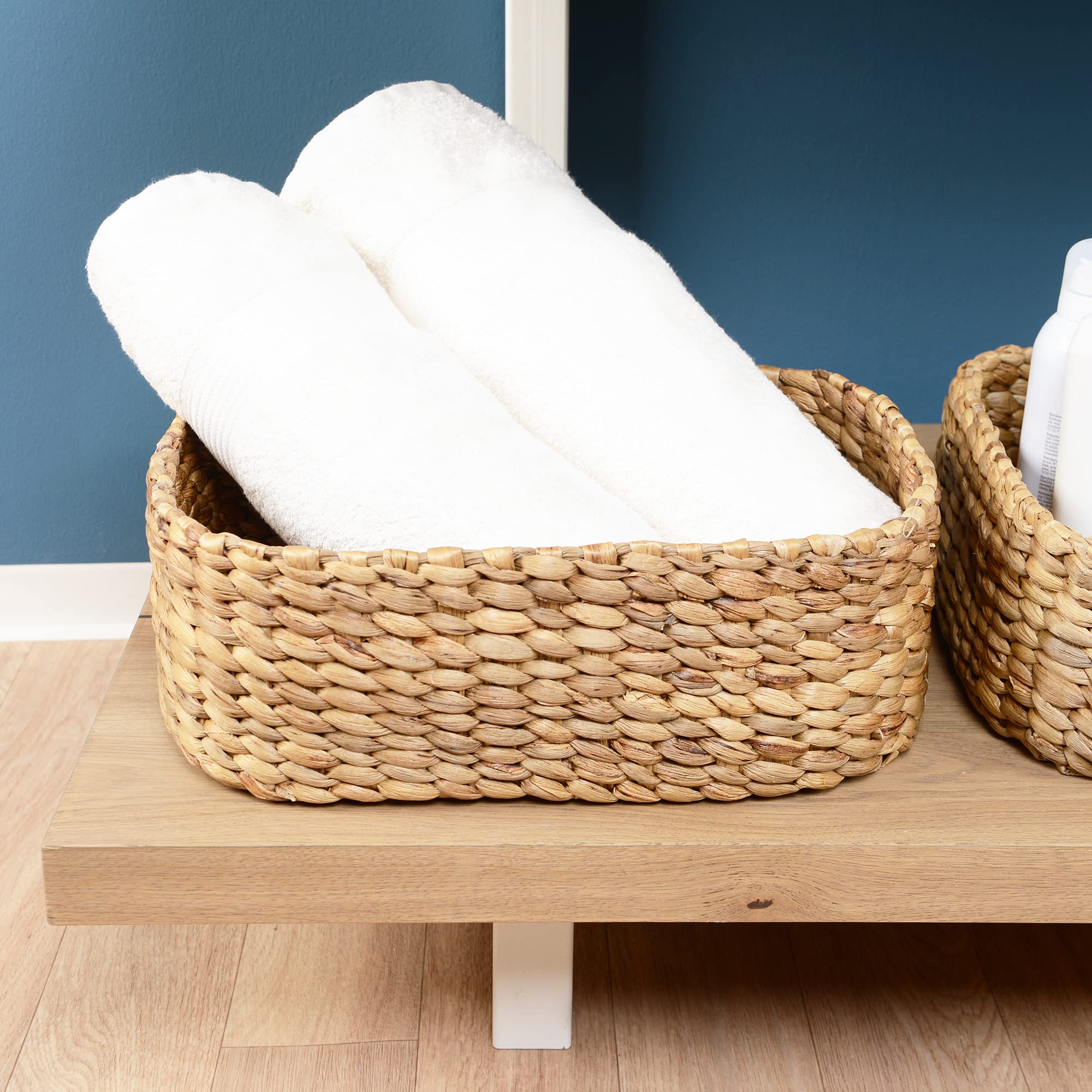 Omino - Cesta de almacenamiento (tamaño grande), diseño de jacinto de agua natural