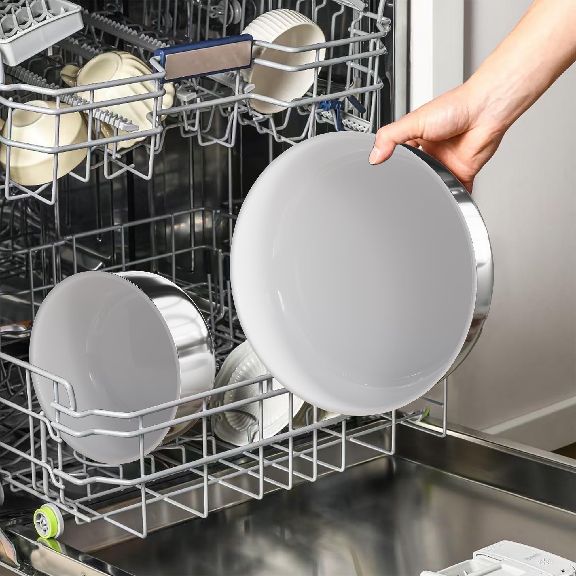 RIOVARM Zestaw garnków i patelni ze stali nierdzewnej, indukcyjne, ceramiczne, nieprzywierające, ze zdejmowanymi uchwytami, zestaw naczyń do gotowania ze szklaną pokrywką, nadaje się do piekarników