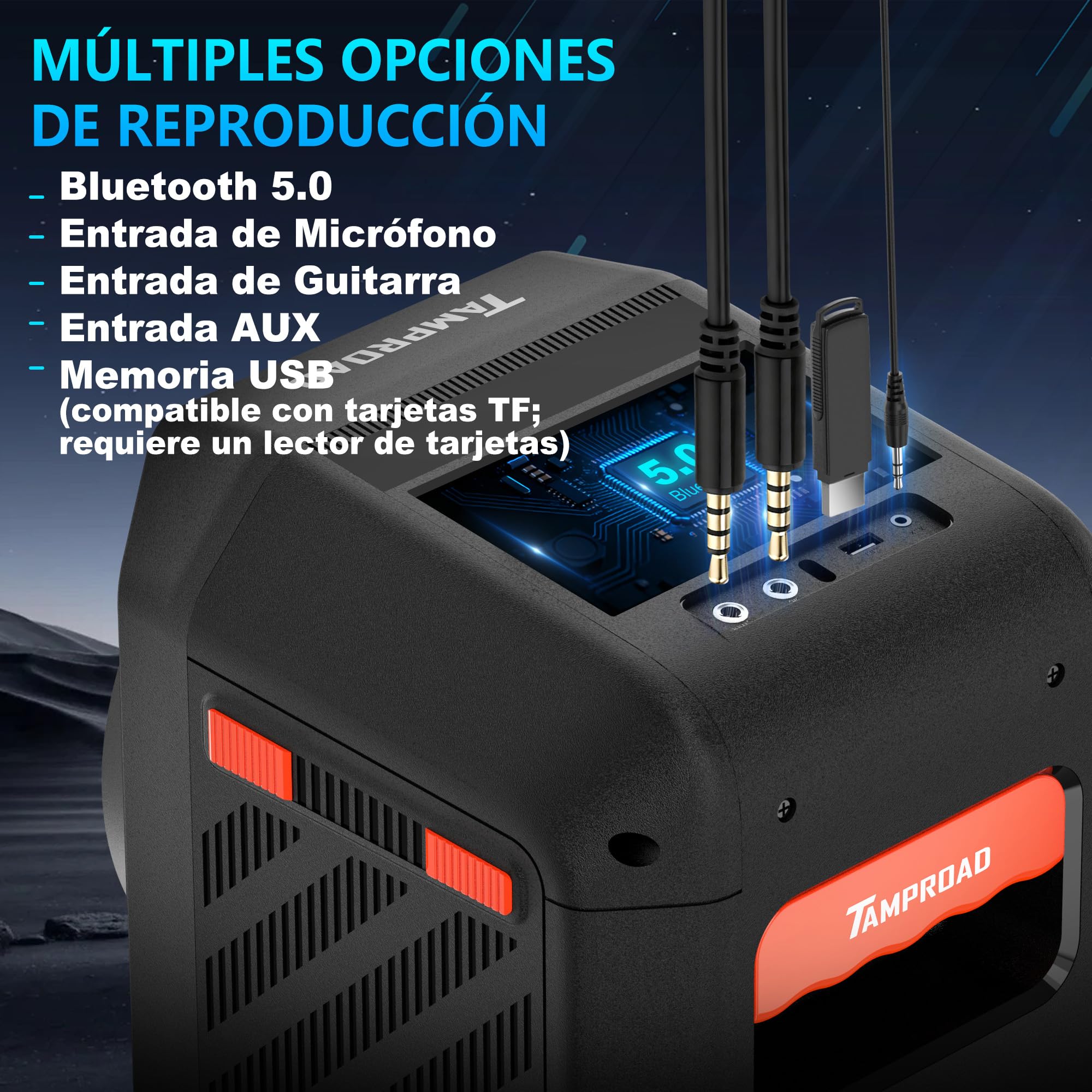 Altavoz Bluetooth, Bocina Boombox Inalámbrica de Potencia Máxima de 300W con Graves Profundos, Altavoces Portátil de Sonido Estéreo Fuerte, Altavoz Grande con Luz LED Para Fiestas al Aire Libre