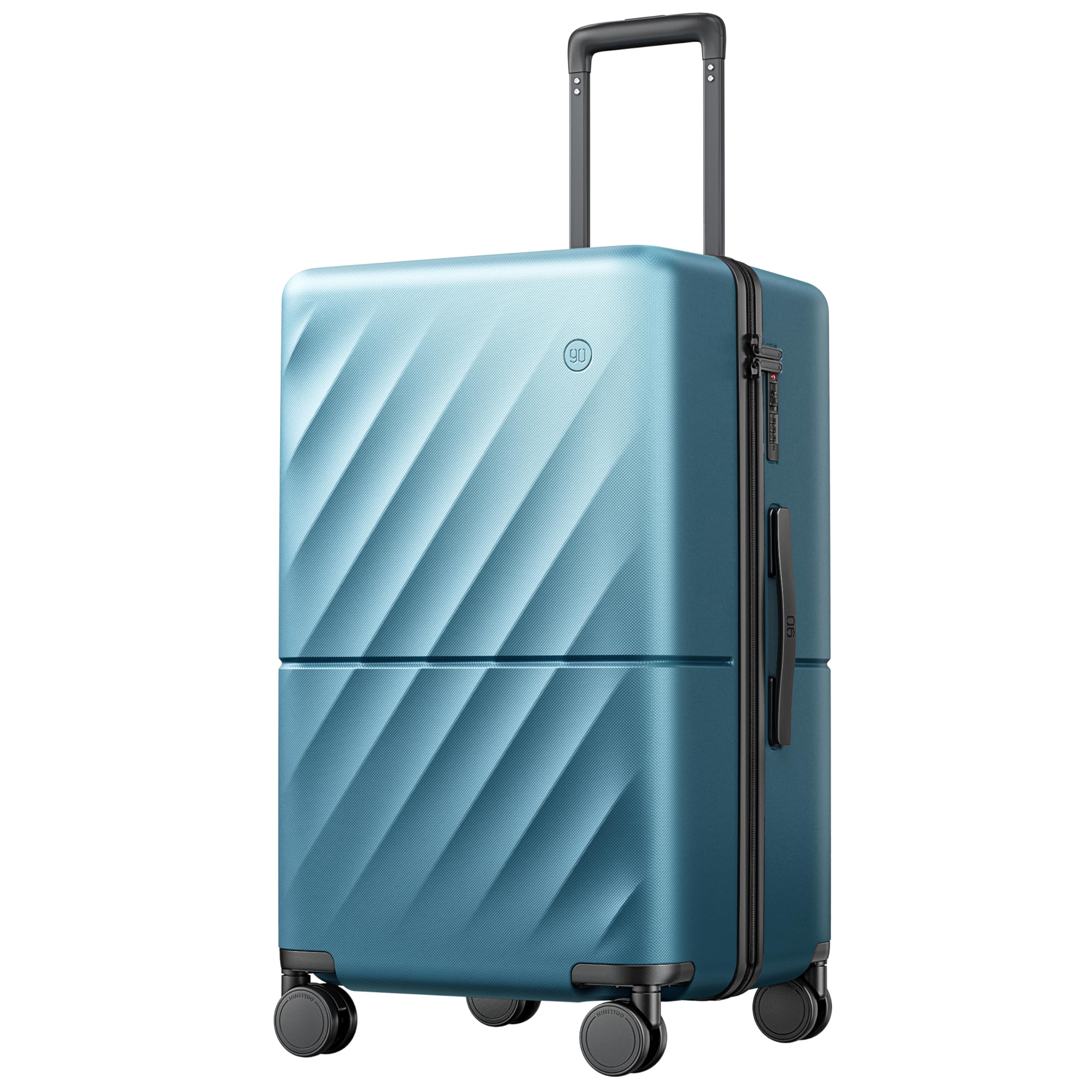 NINETYGOSpinner Suitcase Luggage, 40/60 Split for Deeper Packing Capacity, Checked Luggage for 7-10 Days Travel, TSA Lock, 26 X 16 X 14 (Checked 24-Inch, Air Force Blue, Hudson)