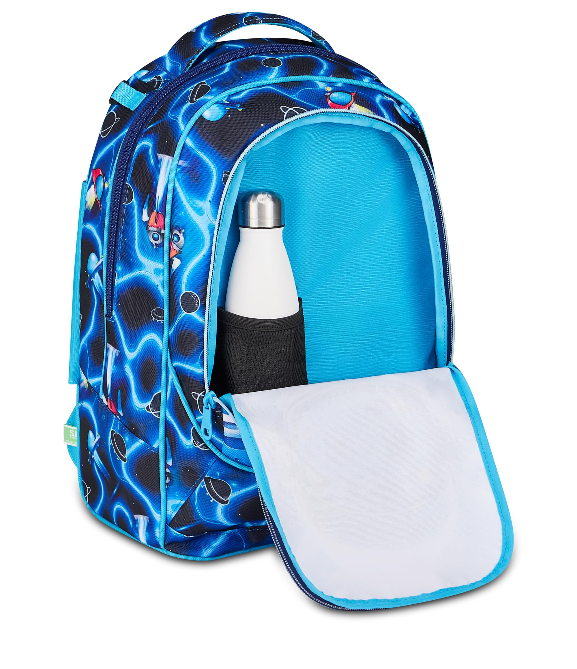 SJ GANG STYLE JAM GANG Trolley Scuola Jack 8 ruote SPACE LED BOY, Blu, 34 L, Scomponibile, Uso Zaino, Cross-over System, Spallacci a scomparsa, Tasca portaborraccia, Elementari e medie, Bambino