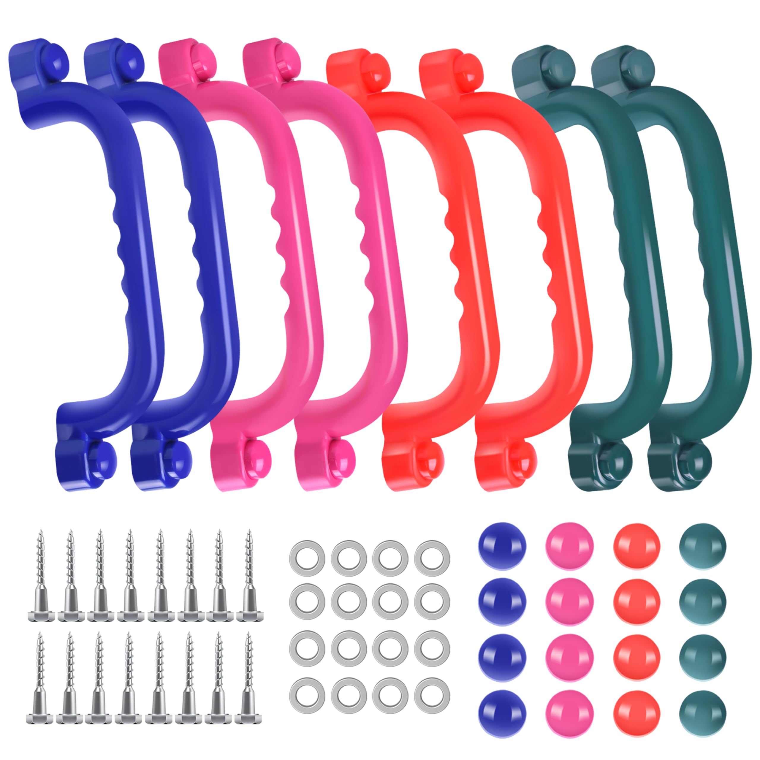 JONRRYIN Poignée de sécurité pour aire de jeux, poignées pour cadre d' escalade, poignées de sécurité antidérapantes pour enfants, accessoires pour maison de jeu (4 pièces, vert et bleu JONRRYIN Poignée de sécurité pour aire de jeux, poignées pour cadre d' escalade, poignées de sécurité antidérapantes pour enfants, accessoires pour maison de jeu (4 pièces, vert et bleu