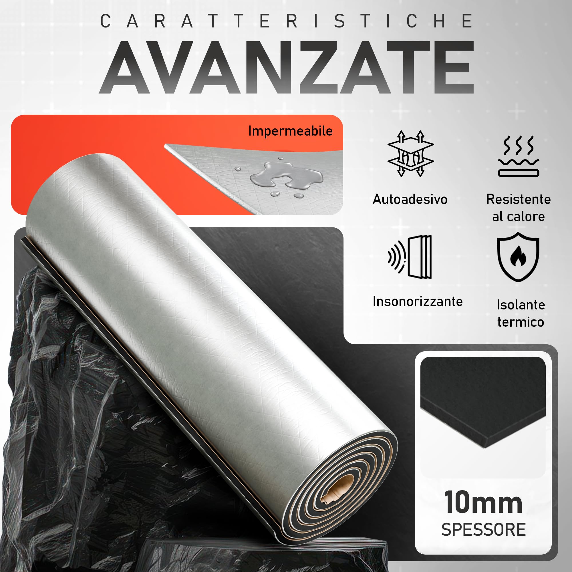 Isolamento Termico, Autoadesivo, Isolante In Lamina Di Alluminio, Isolante Termico Insonorizzante For Auto, For Pavimenti, Tetti, Porte Di Garage E - Foto 3