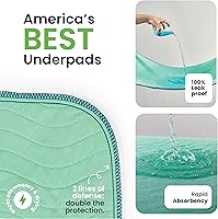 Vista 2 de IMPROVIA® Almohadillas lavables, 34 x 52 pulgadas (paquete de 2) - Almohadillas reutilizables para incontinencia de alta absorción para niños
