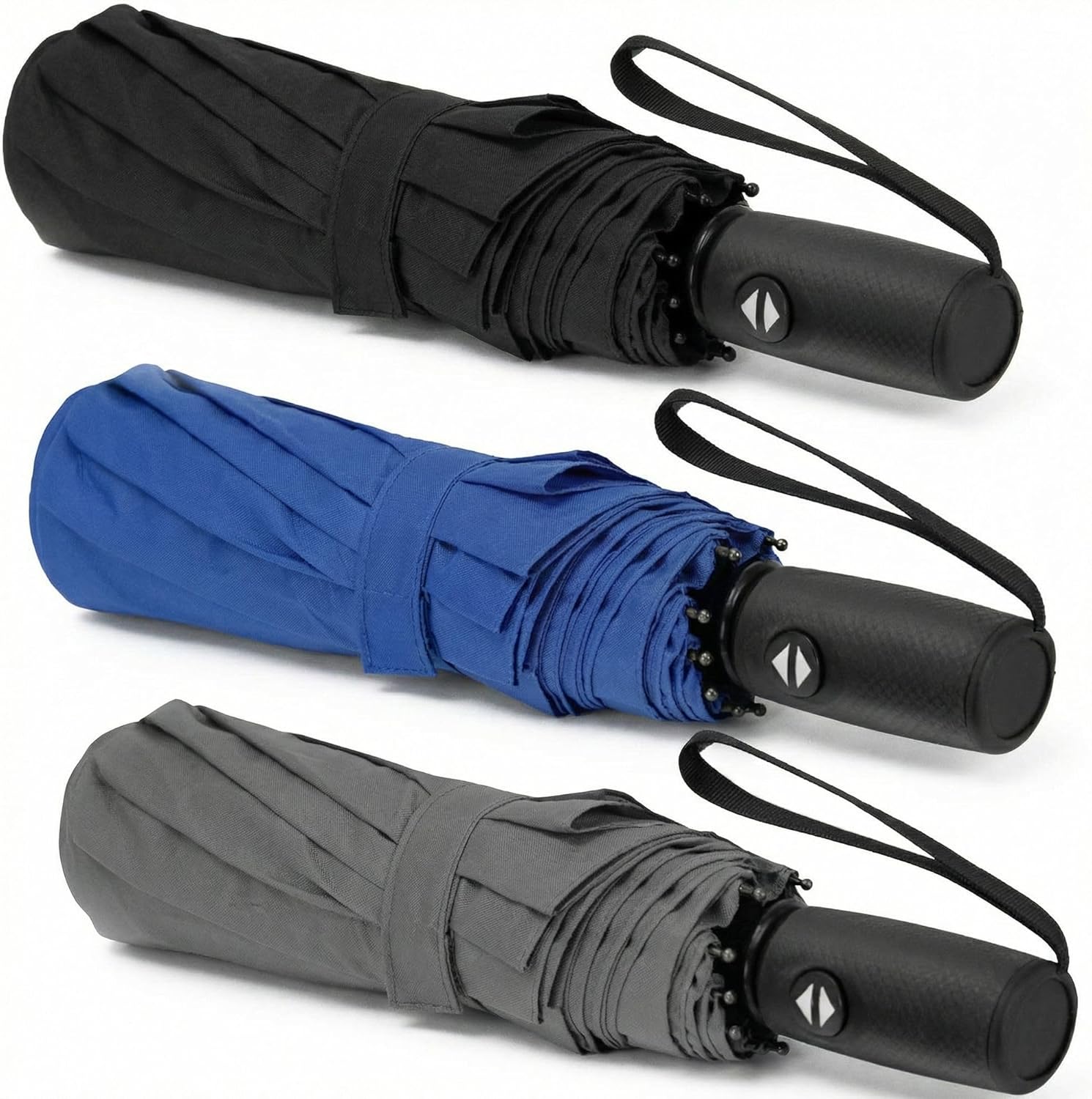 Liberty Imports 3-Pack Windproof Travel Umbrellas - Compact Automatic Open/Close, Lightweight Portable for Men & Women