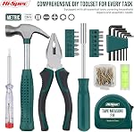 Hi-Spec 25pc Ensemble de petit outil à main compact vert pour la maison & Bureau DIY. Réparation de la trousse à outils de base dans une boîte à outils portable