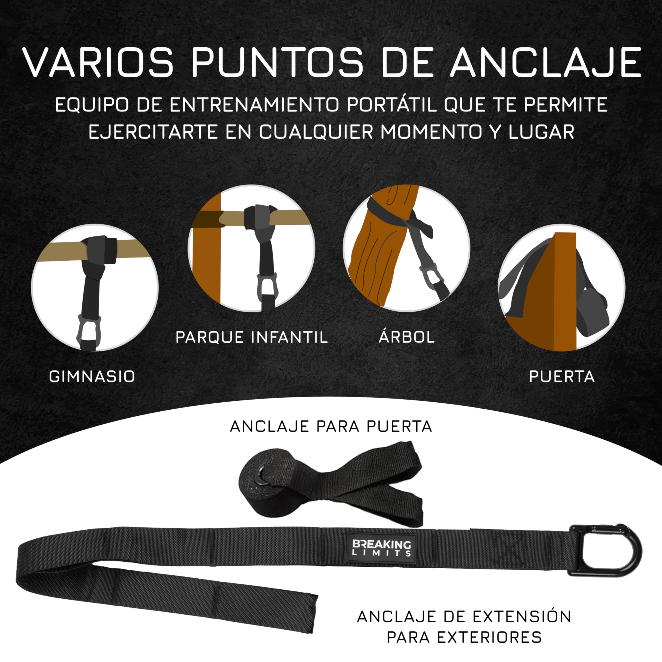 Breaking Limits Entrenamiento en Casa Kit - Suspensión con Anclaje para Puerta - Gimnasio Ejercicio en Casa