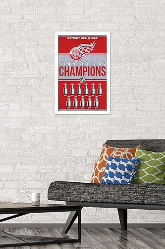 Miniatura 2 de Trends International NHL Detroit Red Wings - Póster de pared Champions 23, 14.72 x 22.37 pulgadas, versión enmarcada en blanco