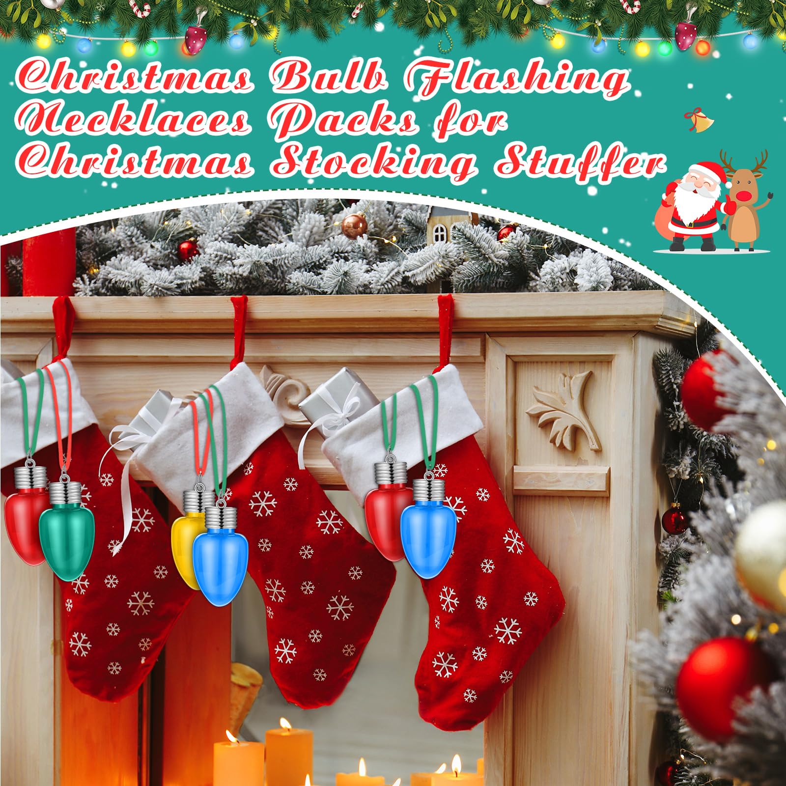Jenaai 72 collane con lampadine a LED che si illuminano al buio, collane per feste di Natale, bomboniere, calze