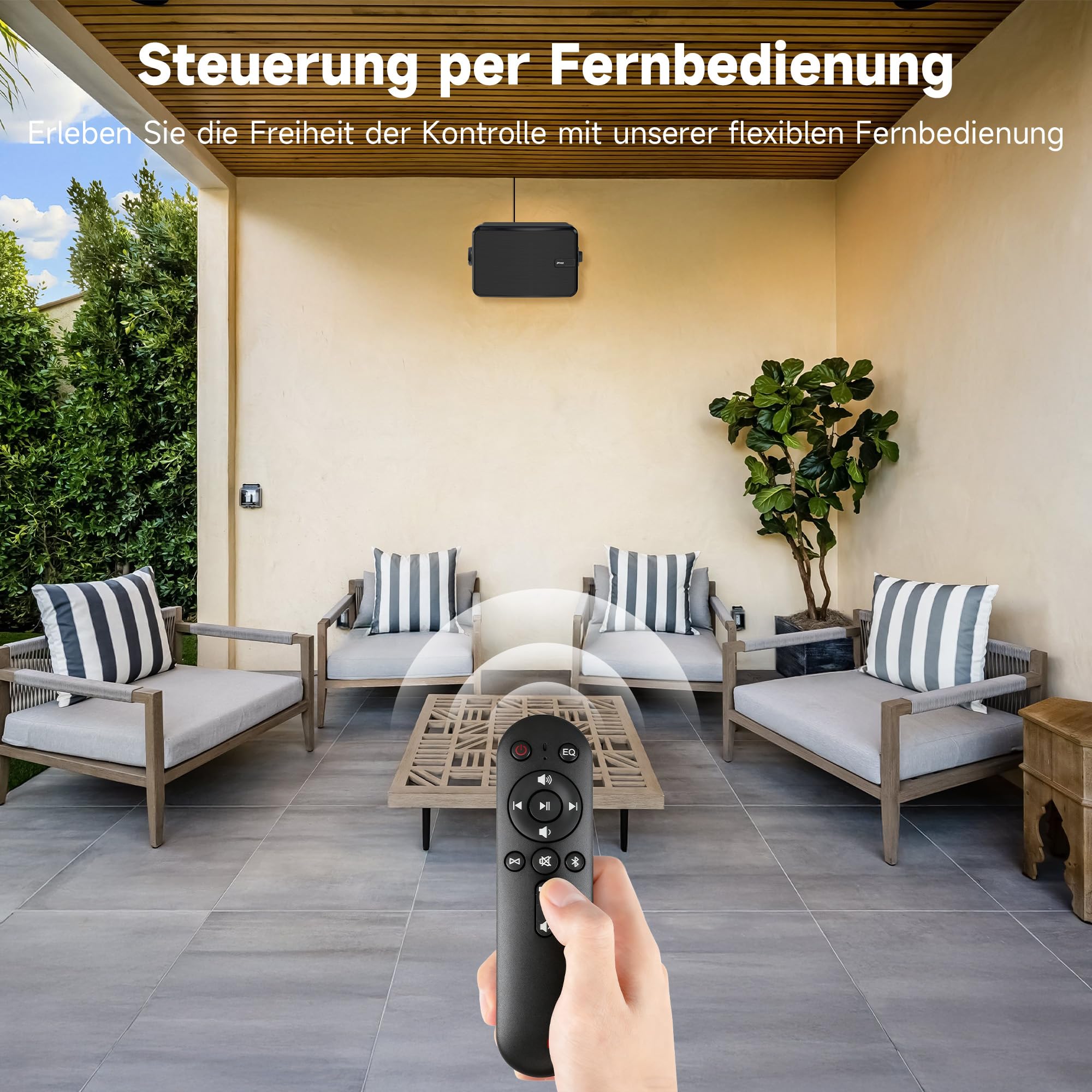 Outdoor Bluetooth-Lautsprecher, Aktiv + Passiv Wandmontage-System, Integrierter Verstärker, AUX-Eingang für Terrasse, Veranda, Pool, Garage, 2er-Pack (MZ-660)