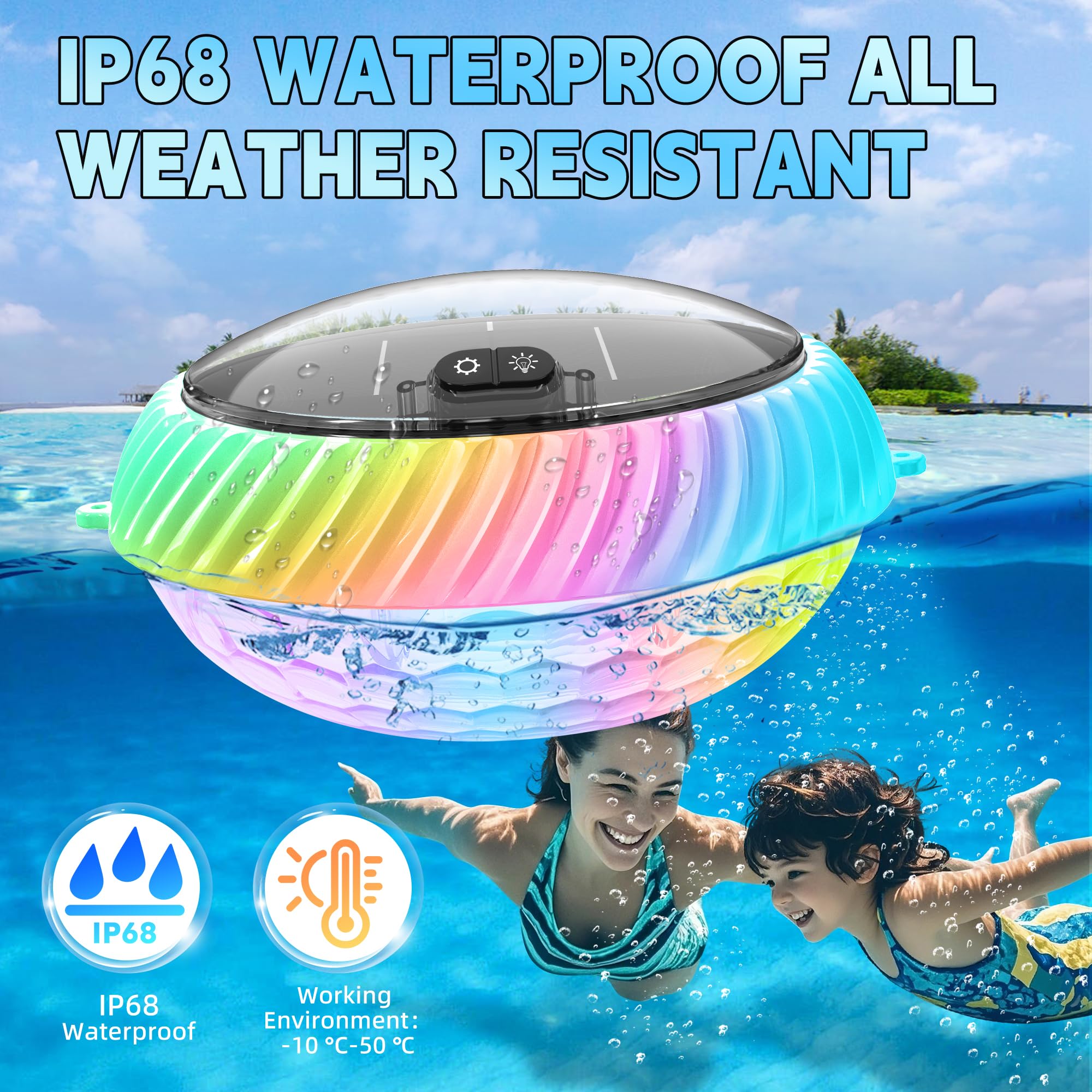 AearKing Luces Flotantes Piscina Solares, Luces para Piscina con RGB Cambio de Color, Luz Flotante Piscina con Iluminación Dinámicos, IP68 Impermeables Luz Solar Flotante Piscina Jardín - 1 Pieza