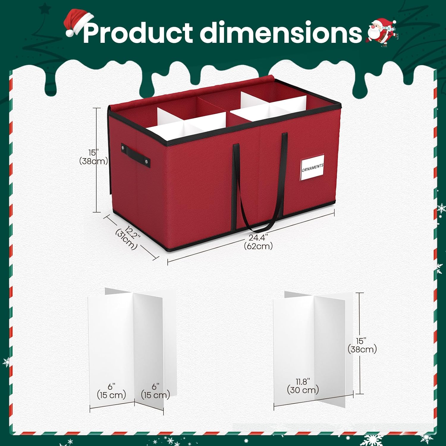 Christmas Nutcracker and Figurine Collectible Storage Box, Christmas Decor Storage Containers for 15 Inch Figurines, Holds Up to 8 Holiday Figurines, Durable 600D Oxford Material(Red) - Image 2