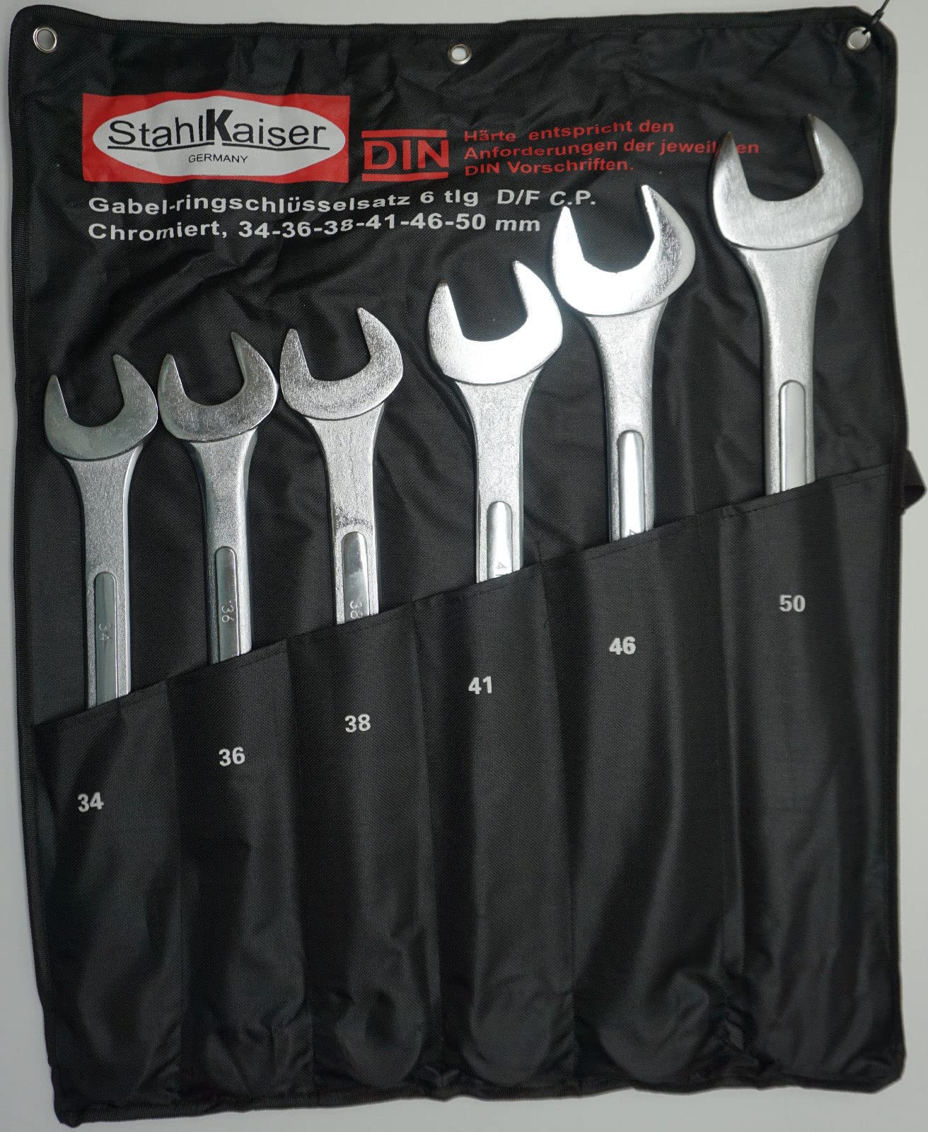 Juego de 6 llaves combinadas extragrandes de 34 a 50 mm, juego de llaves combinadas para camiones, tractores, buses, llaves combinadas extralargas, juego de llaves combinadas en calidad profesional