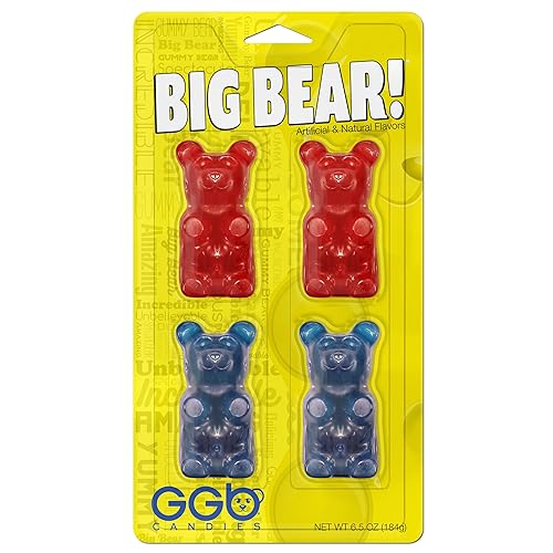 Big Bear! - Paquete de 4 ositos de gomita de GGB Candies (cerezaframbuesa azul)