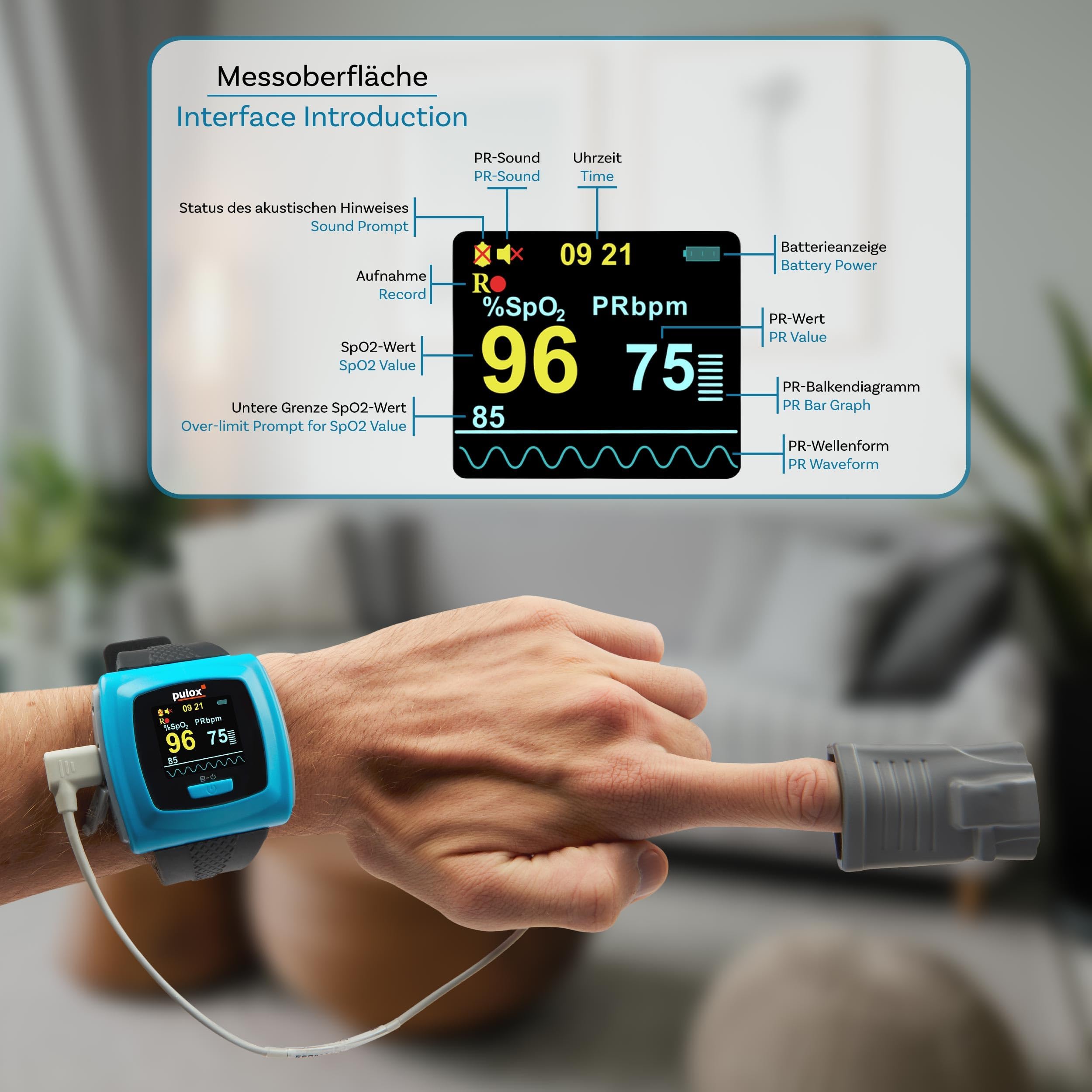 Pulsoximeter PULOX PO-400 mit Armband