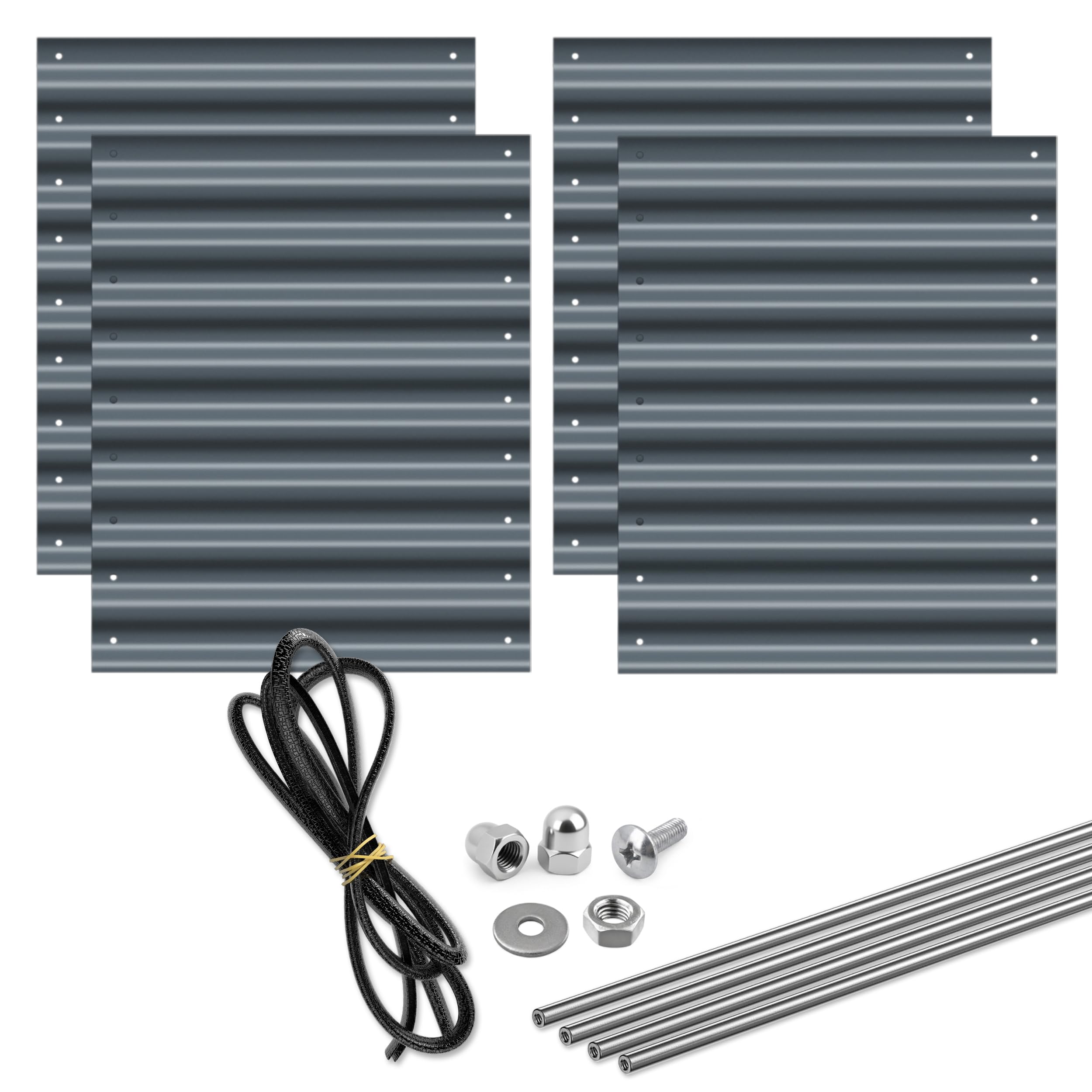 HOFGARTEN Hochbeet Erweiterungs-Kit, für Beethöhe 64 cm, Anthrazit | 4 Seitenteile inkl. Querstreben & Montagematerial - verlängert Ihr Hochbeet um bis zu 94 cm, flexibel & modular erweiterbar