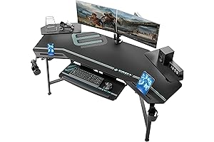 Eureka Ergonomic Gaming Desk with Superior Lighting and Functionality