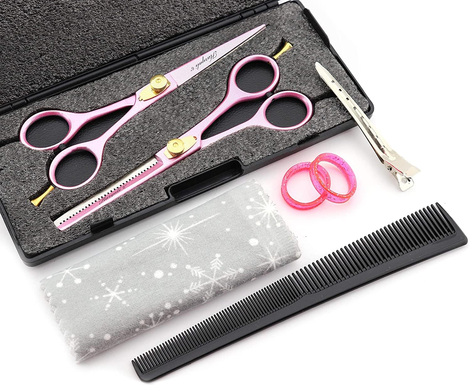 Haryali London Forbici professionali da parrucchiere da barbiere, 15,2 cm, per taglio dei capelli, con set di viti regolabili, confezione nera
