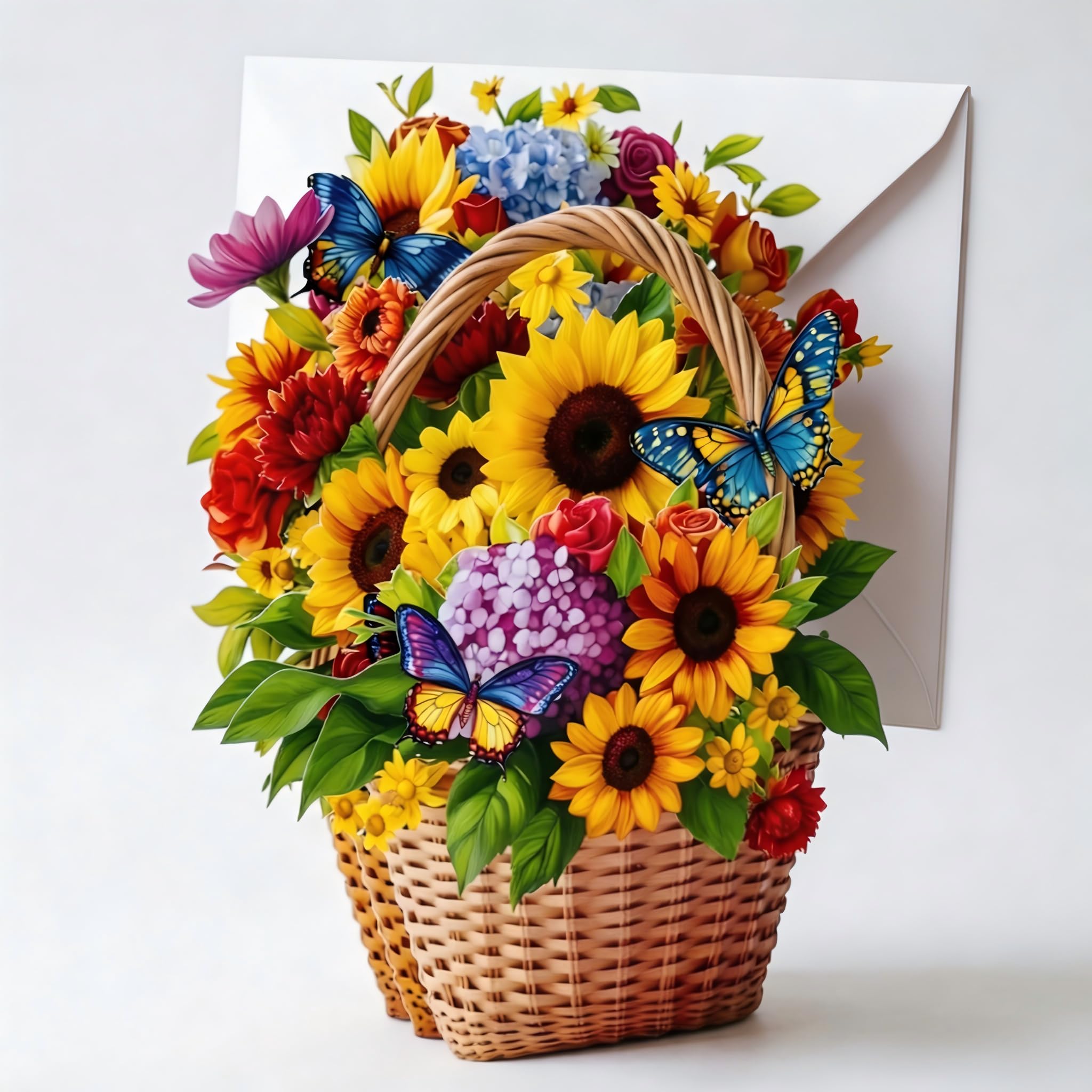 3D Sunflower Pop Up Birthday Card - Elegant Floral Greeting Card with Butterfly Design for Women, Mother, Wife - Keepsake Gift for Special Occasions