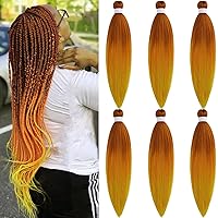 Vista 64 de Cabello trenzado preestirado degradado, negro, morado, azul, preestirado, 26 pulgadas, paquete de 3 extensiones de cabello de ganchillo