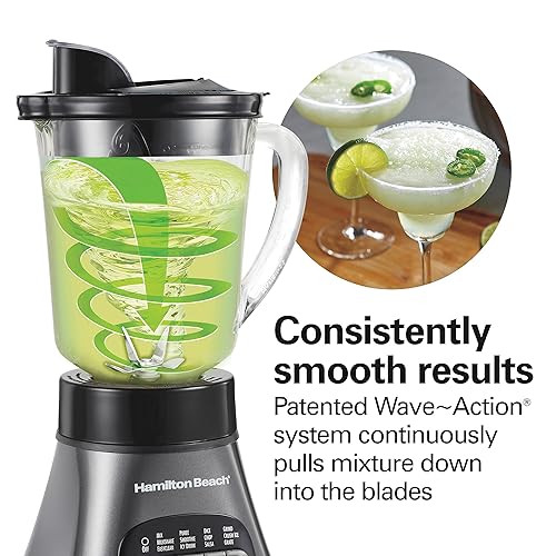 Miniatura 4 de Hamilton Beach Blender and Food Processor Combo for Shakes & Smoothies, With 3 Cup Electric Food Chopper Attachment, 40 oz Glass Jar, Blender Travel