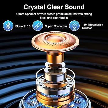 Earbuds, Wireless Earbuds 2025 Bluetooth 5.3 Headphones, 56Hrs Hi-Fi Stereo Deep Bass Earphones with 4 ENC Noise Cancelling Headphones Mics, IPX7 Ear Buds for iPhone Android Phones Laptop-Deep Black