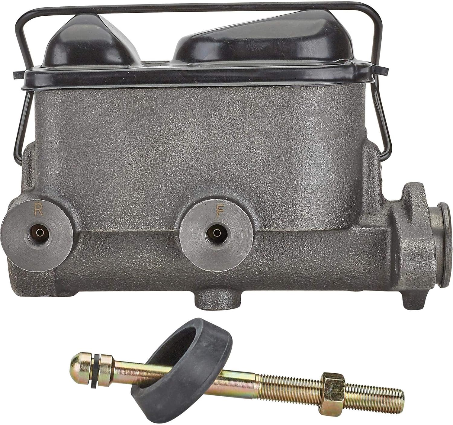 Speedway Motors Dual Feed Brake Master Cylinder Firewall Mount 1 Inch Bore Includes 3/8"-24 threaded Push Rod Tandem Outlet Fits Disc Drum or Disc Disc Brake Systems