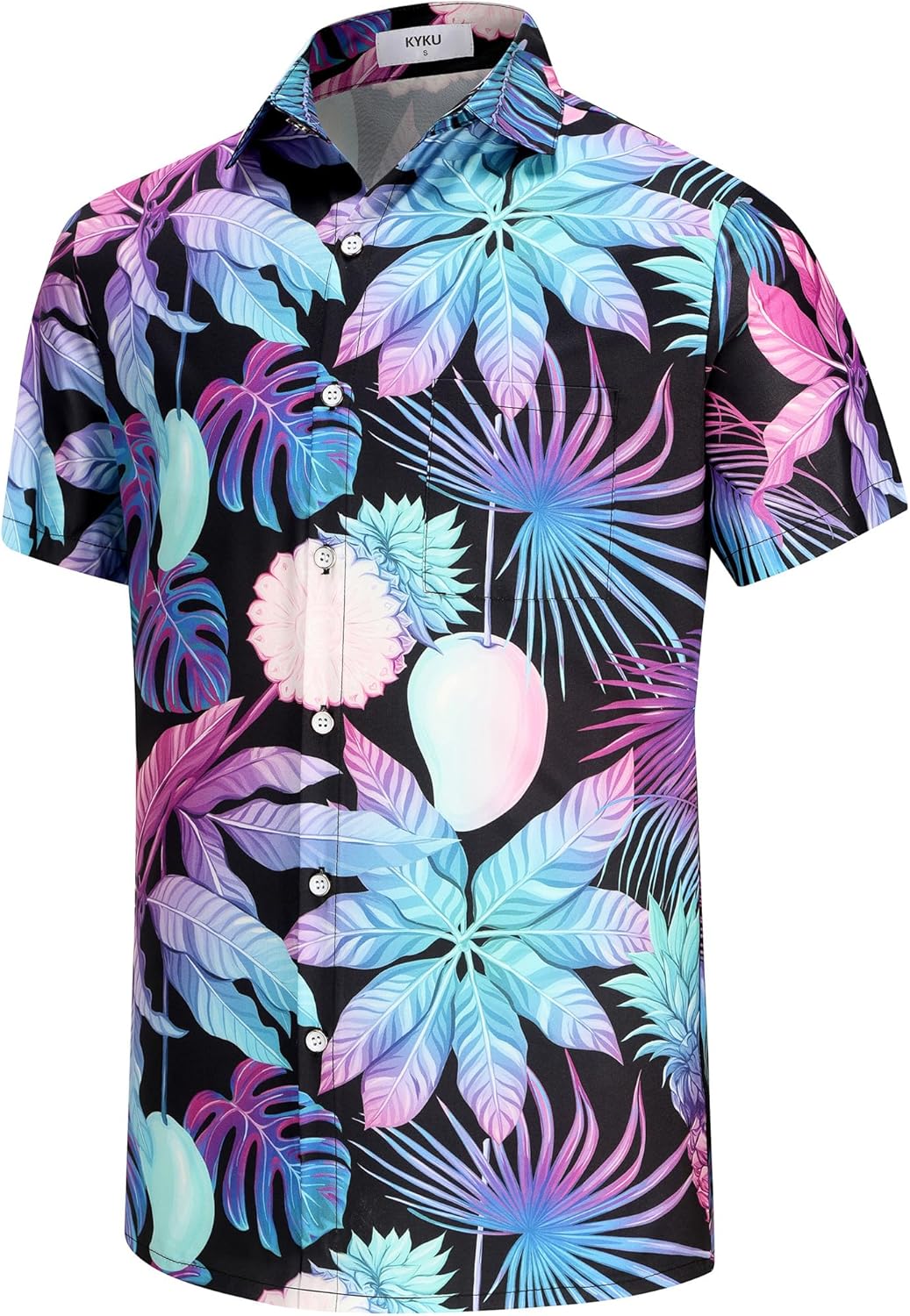 KYKU 80s Costume 90s Clothes Hawaiian Shirt for Men Button Down Shirts Short Sleeve Retro Disco Outfits - Image 3