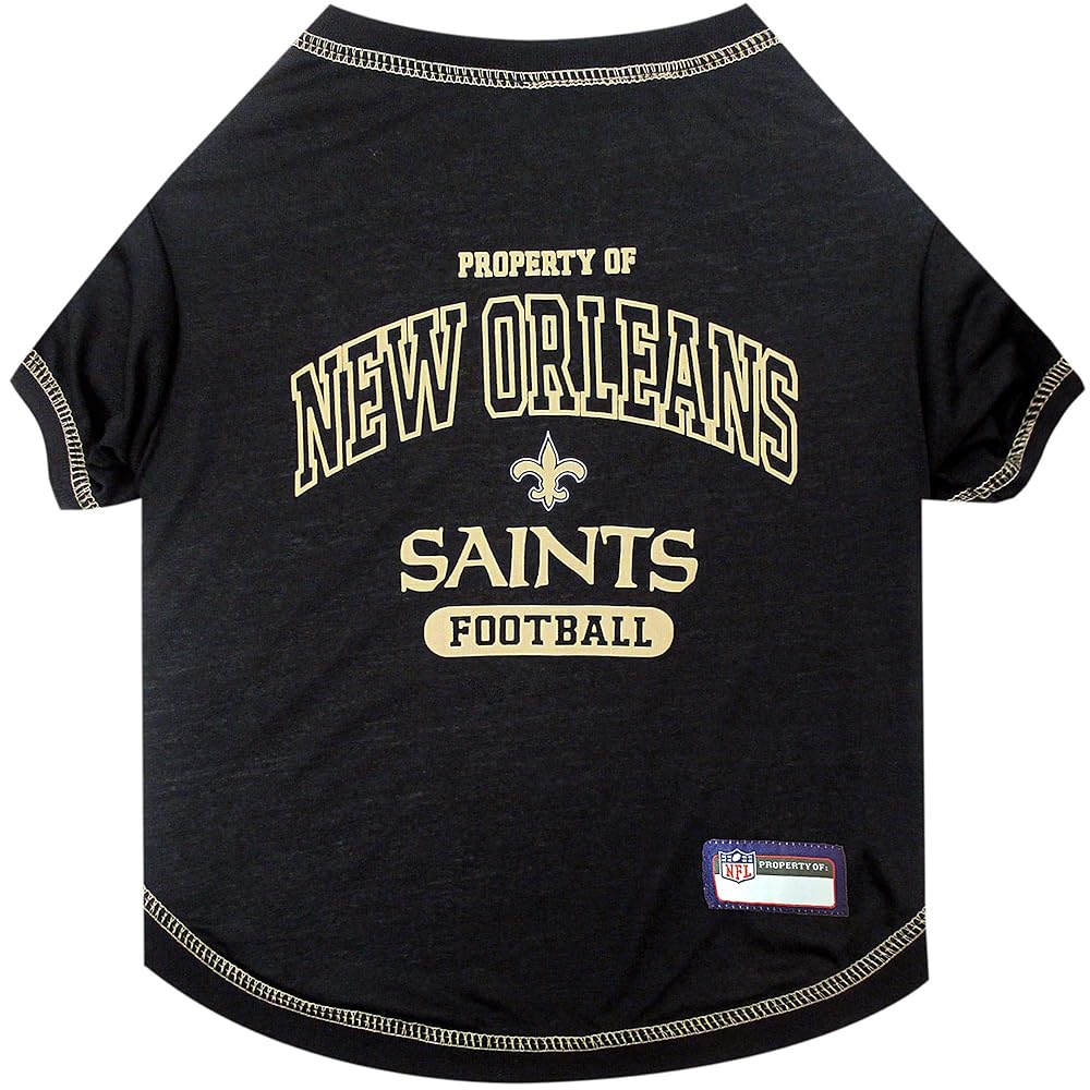 NFL New Orleans Saints Dog T-shirt Medium. - Licensed Shirt for Pets Team Colored with Team Logos- Premium Stretchable Materials for the comfort of your Dog & Cat