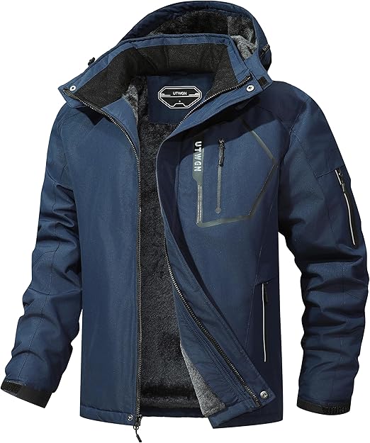Men's Ski Jacket Winter Warm Snow Coat Waterproof Windbreaker Hooded Work Outerwear Snowboarding Jackets